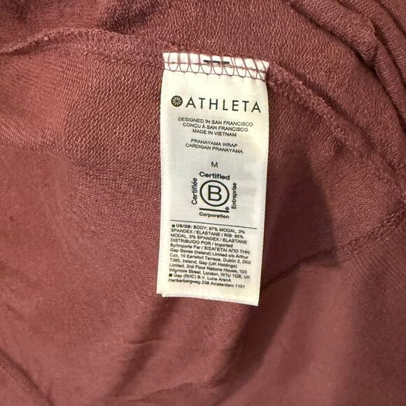 Athleta Pranayama Wrap Long Line Cardigan Medium Tawny Rose Mauve Lounge Cozy - Picture 7 of 13